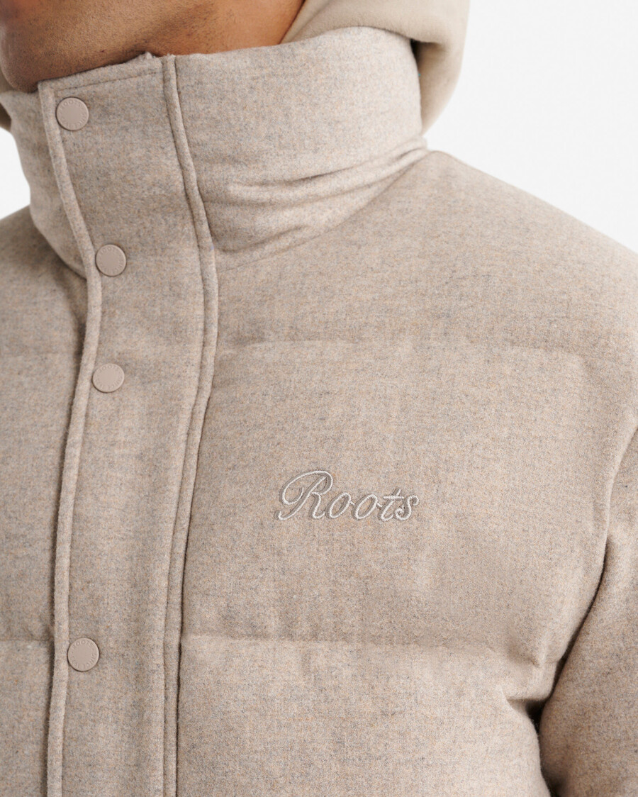 chaqueta acolchada de lana roots down