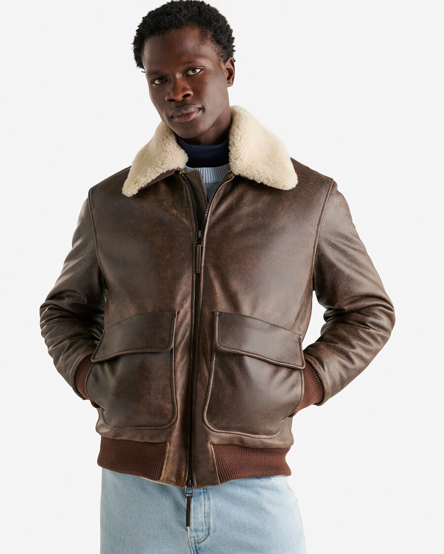 chaqueta de aviador de cuero