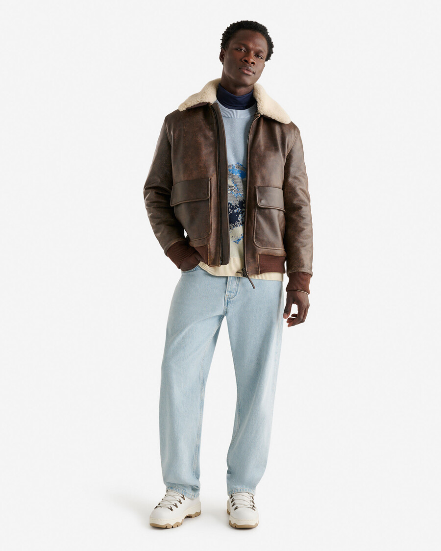 chaqueta de aviador de cuero