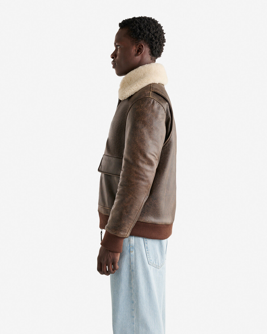 chaqueta de aviador de cuero