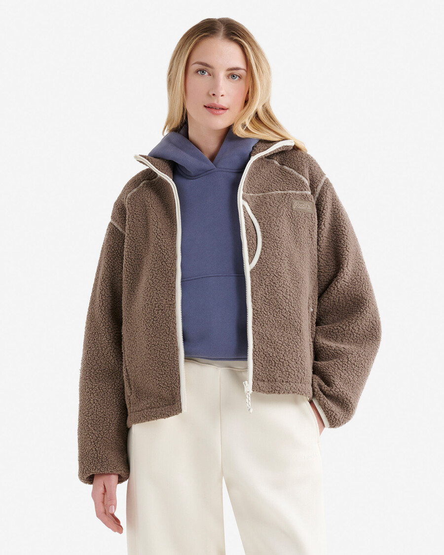 chaqueta de polar de piel de oveja alta