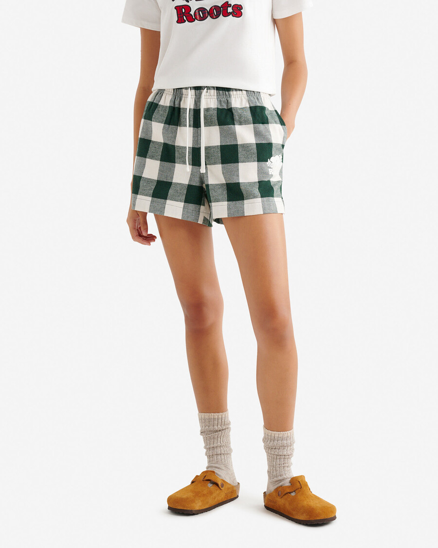 pantalón corto de pijama a cuadros para mujer