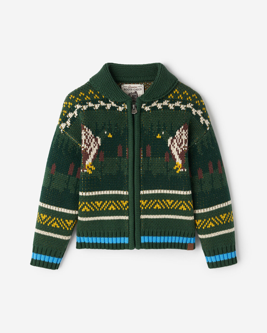 cárdigan fair isle con chal de cabina para niños pequeños