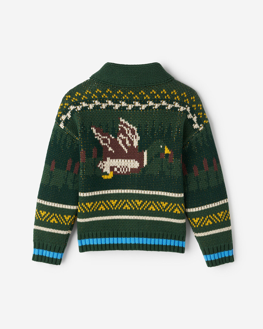 cárdigan fair isle con chal de cabina para niños pequeños