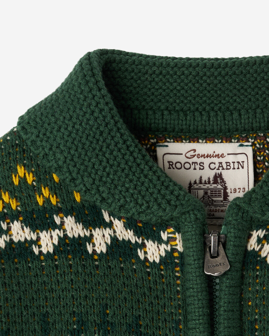 cárdigan fair isle con chal de cabina para niños pequeños
