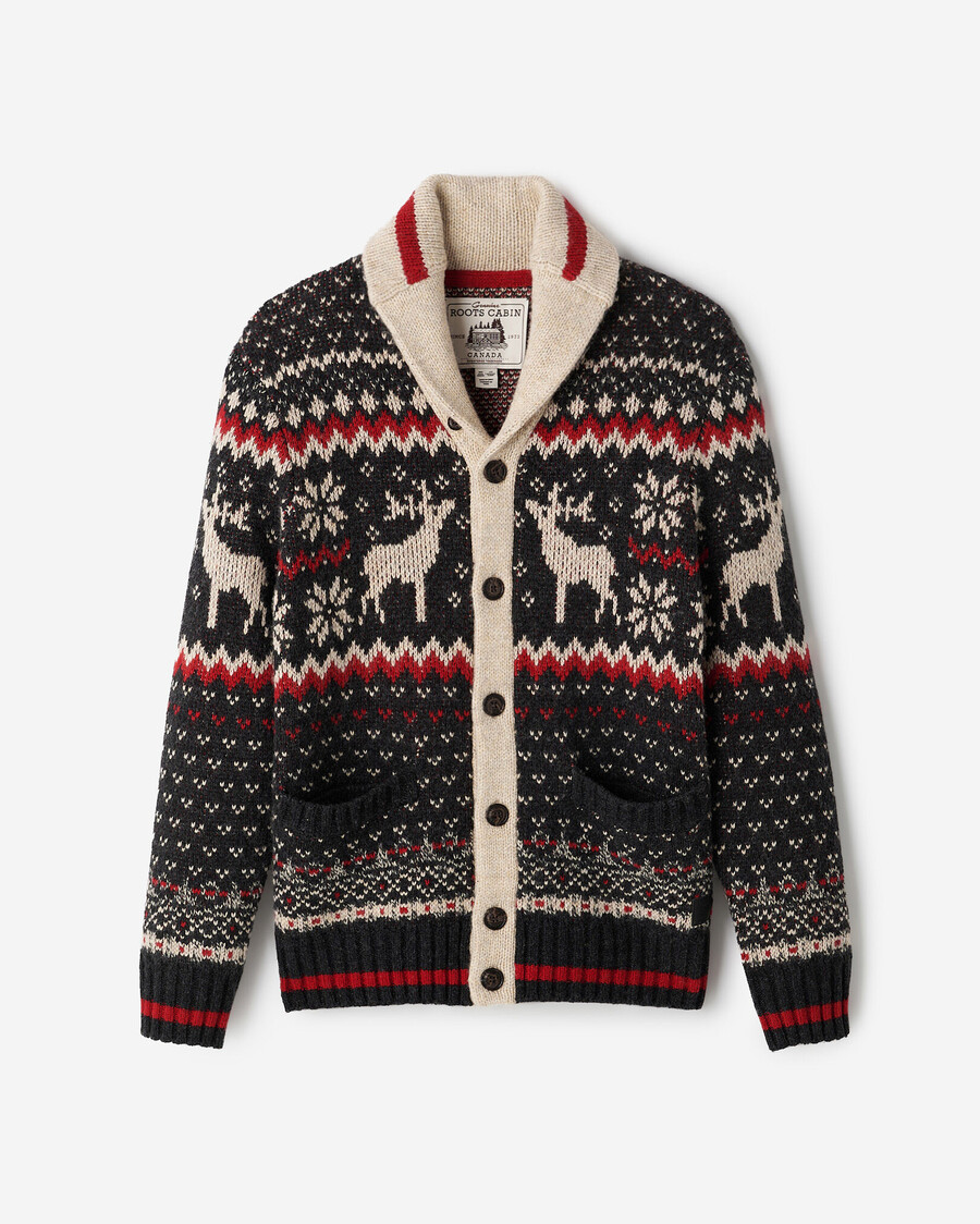 cárdigan fair isle con chal de cabina