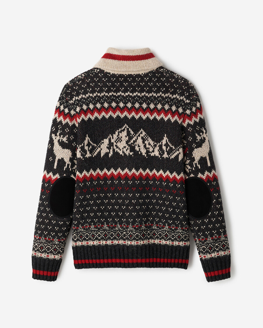 cárdigan fair isle con chal de cabina