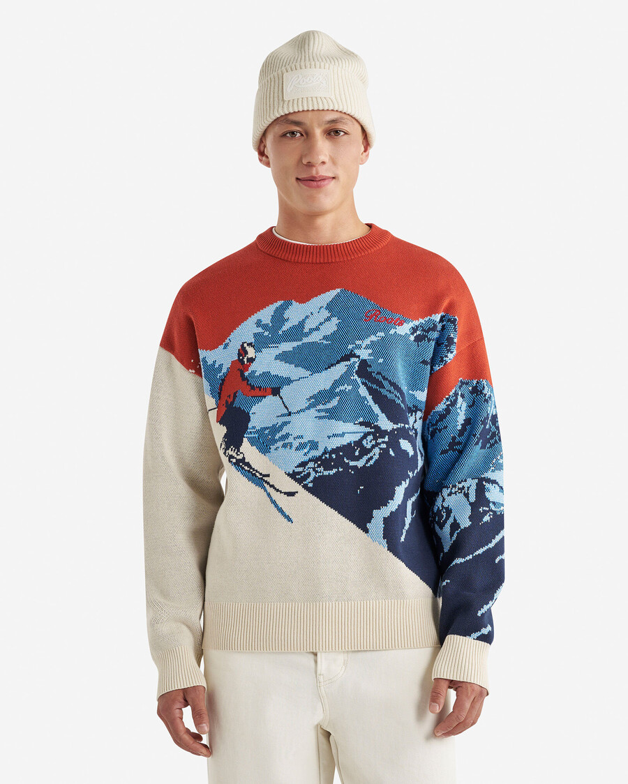 suéter con intarsia de paisaje