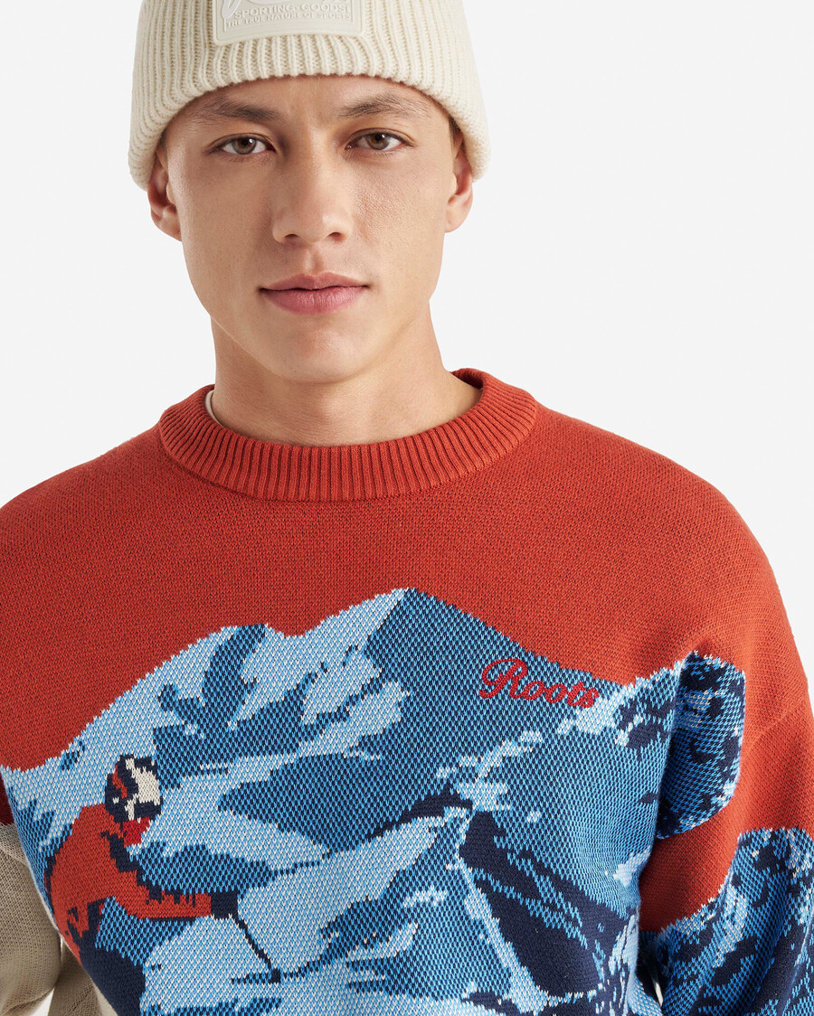 suéter con intarsia de paisaje
