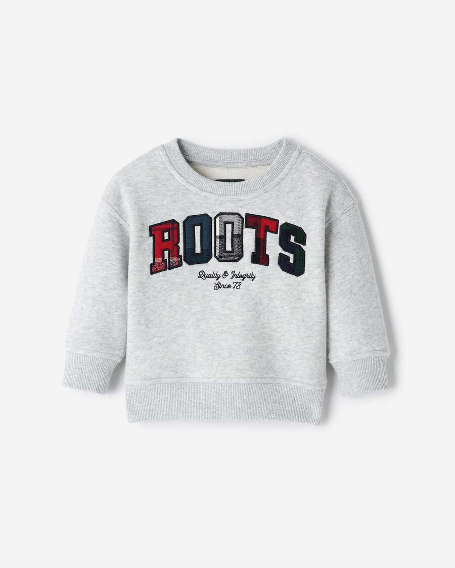 sudadera con cuello redondo y apliques de cuadros para bebé