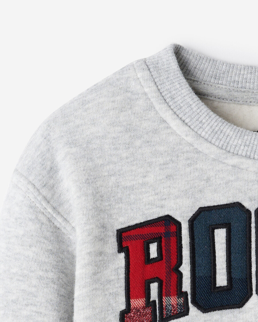 sudadera con cuello redondo y apliques de cuadros para bebé