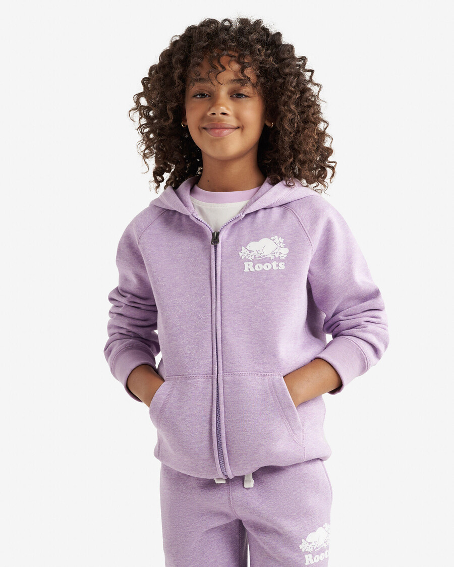 sudadera con capucha y cremallera completa con brillo original para niños