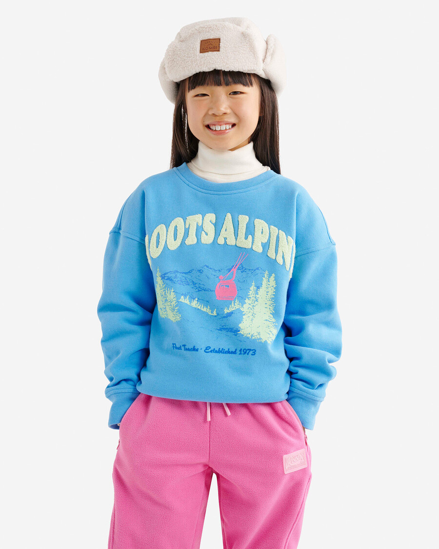 sudadera con capucha y paisaje alpino para niños