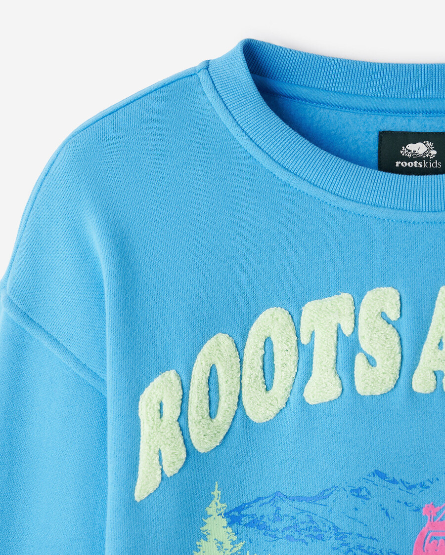 sudadera con capucha y paisaje alpino para niños