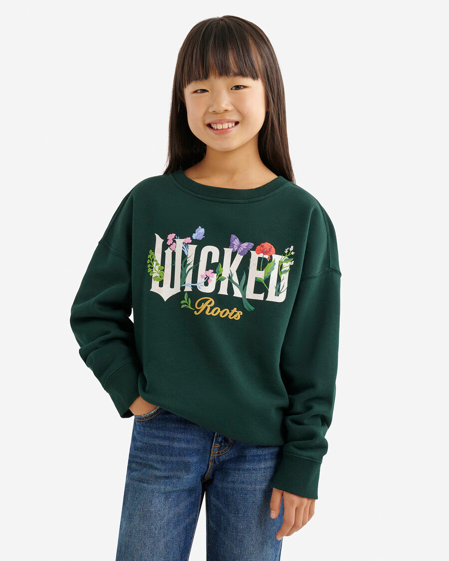 sudadera con cuello redondo floral de roots x wicked para niños