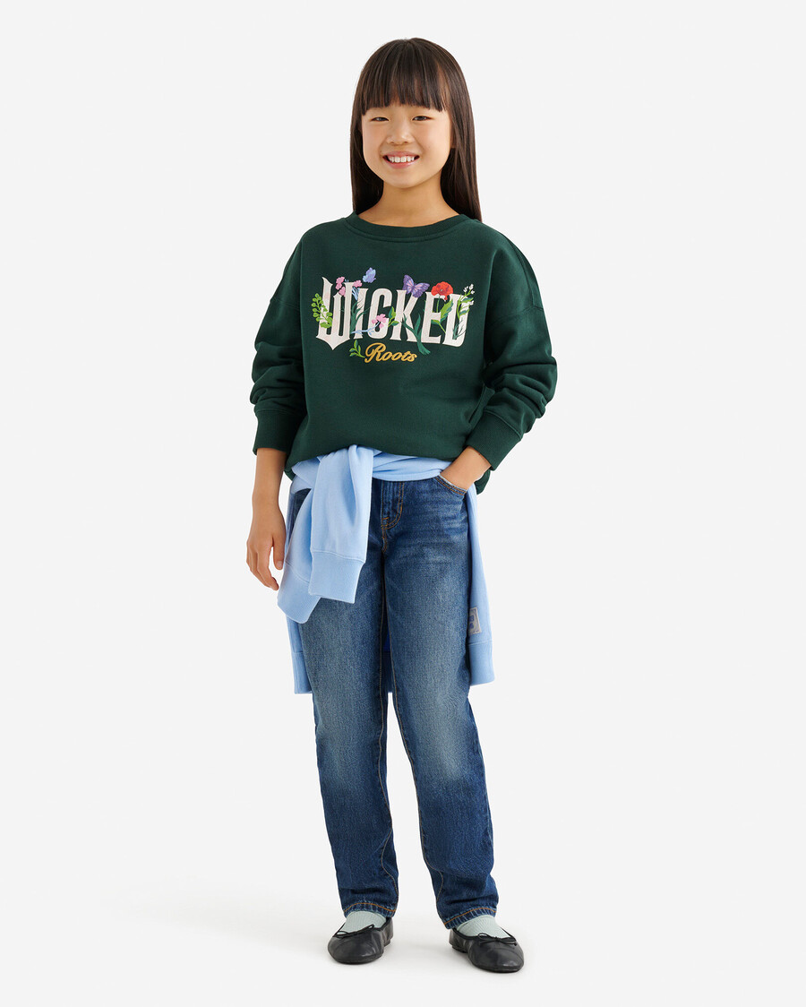 sudadera con cuello redondo floral de roots x wicked para niños