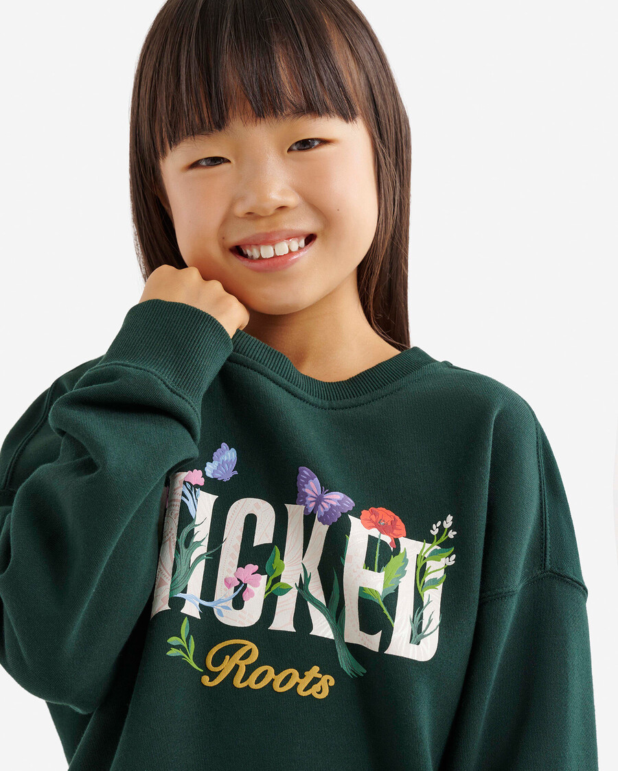 sudadera con cuello redondo floral de roots x wicked para niños