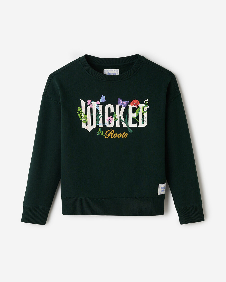 sudadera con cuello redondo floral de roots x wicked para niños