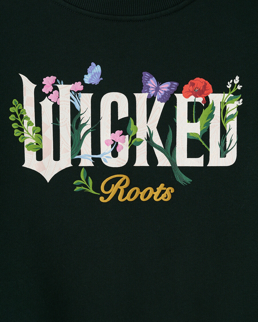 sudadera con cuello redondo floral de roots x wicked para niños