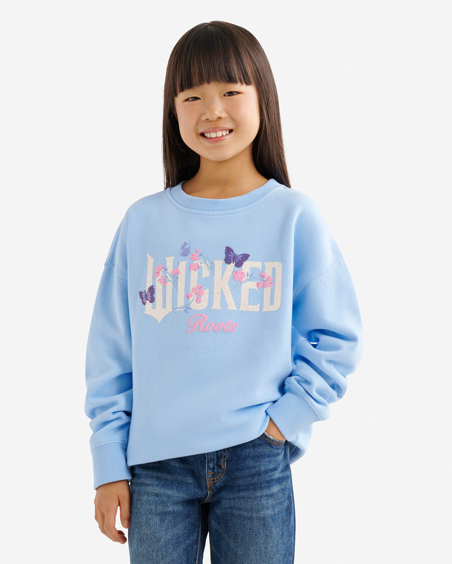 sudadera con cuello redondo floral de roots x wicked para niños