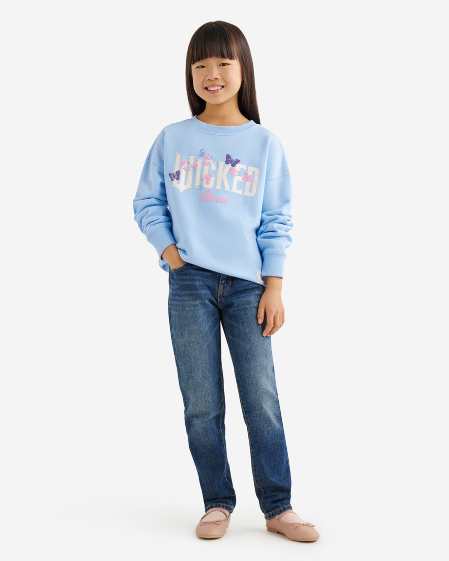 sudadera con cuello redondo floral de roots x wicked para niños
