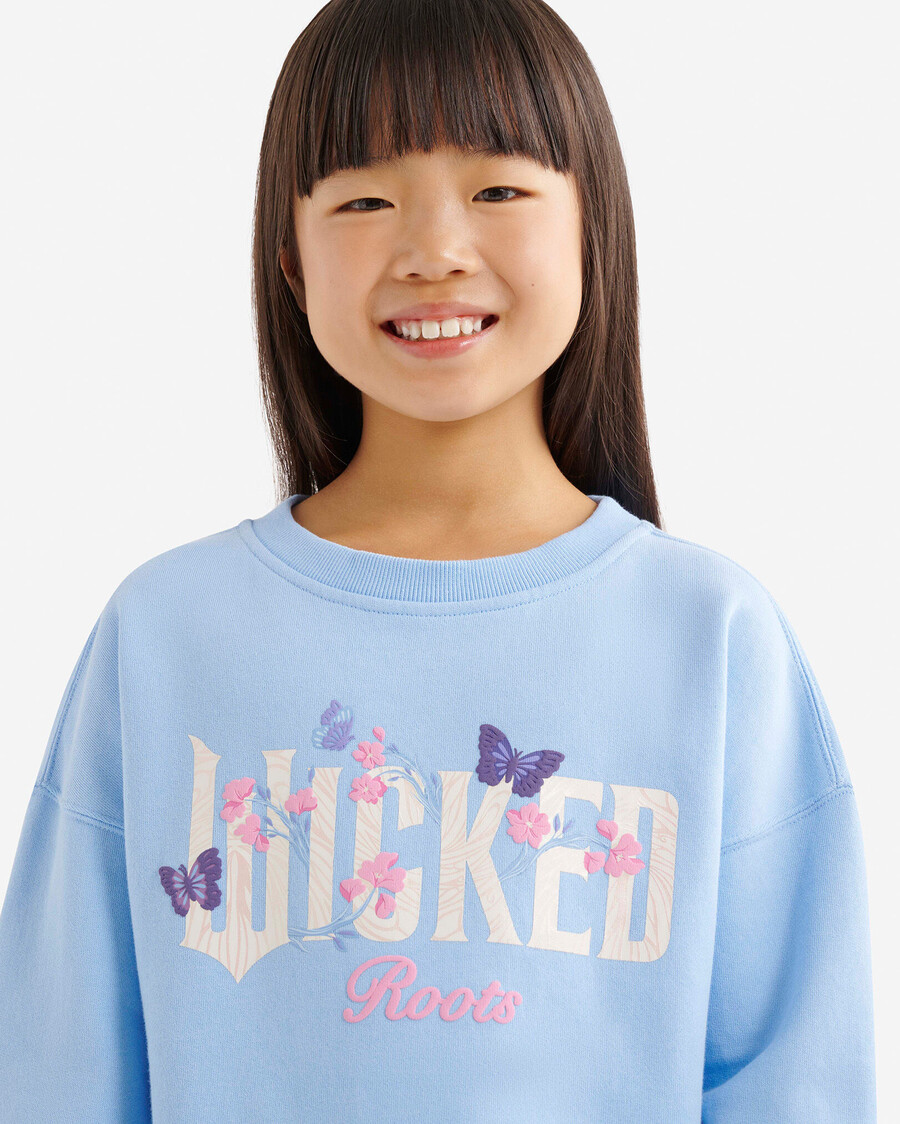 sudadera con cuello redondo floral de roots x wicked para niños