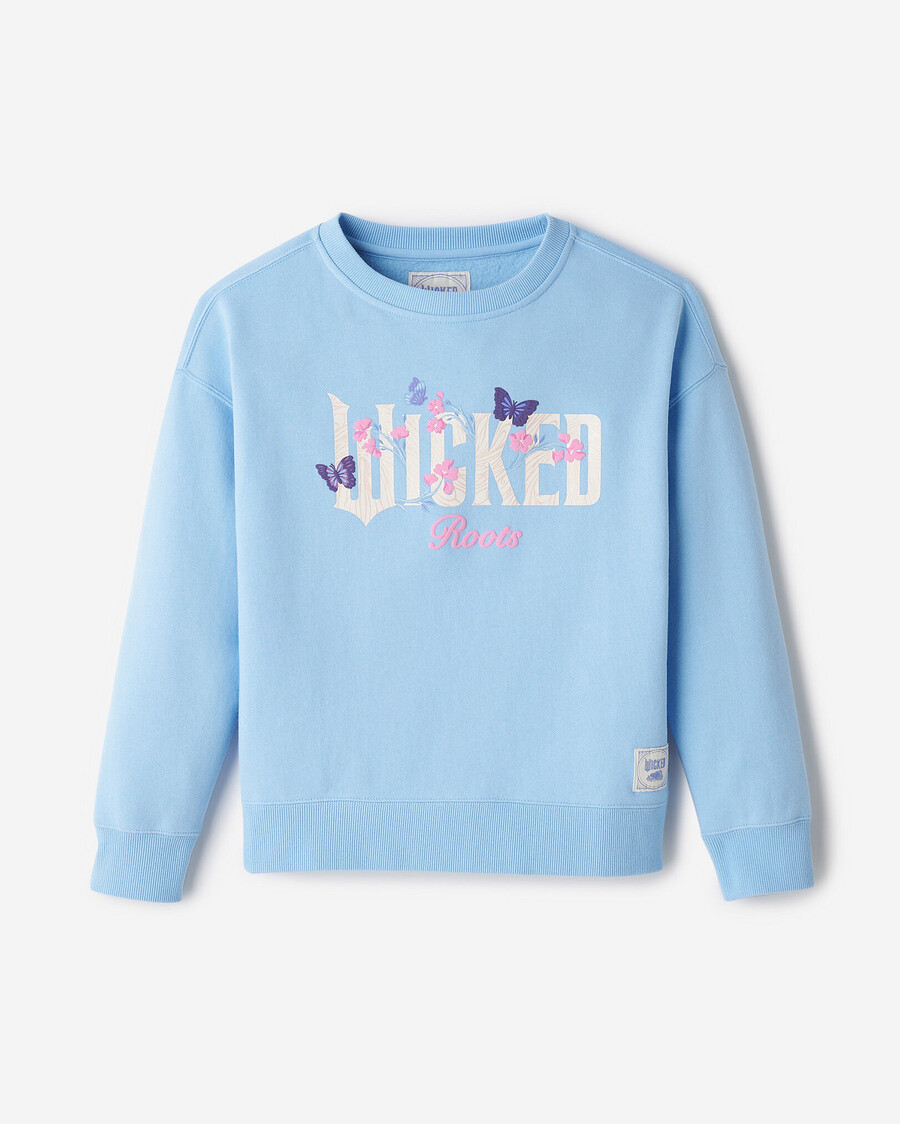 sudadera con cuello redondo floral de roots x wicked para niños