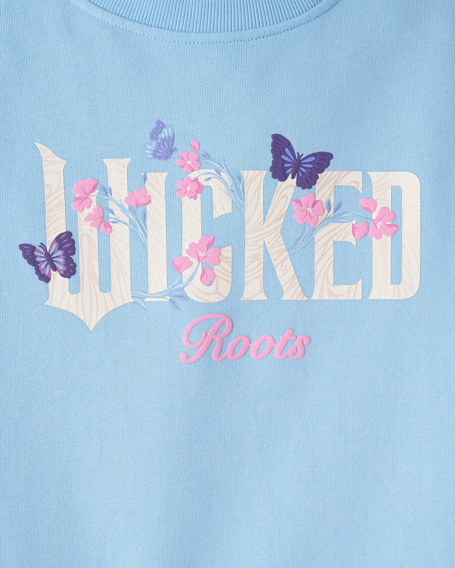 sudadera con cuello redondo floral de roots x wicked para niños