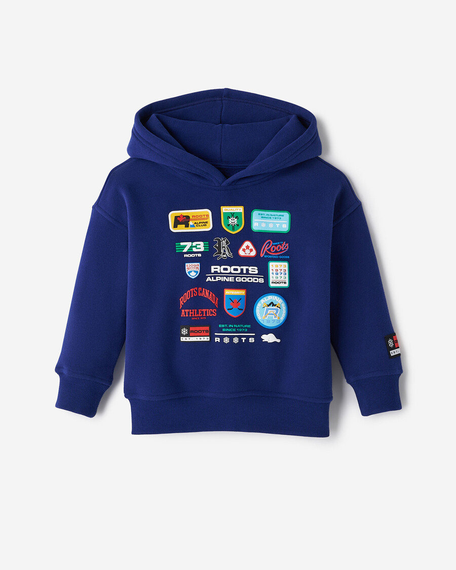 sudadera con capucha tipo canguro con parches alpinos para niños pequeños