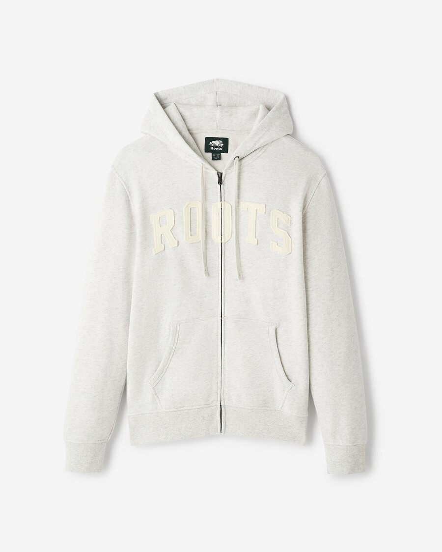 sudadera con capucha y cremallera completa con apliques roots