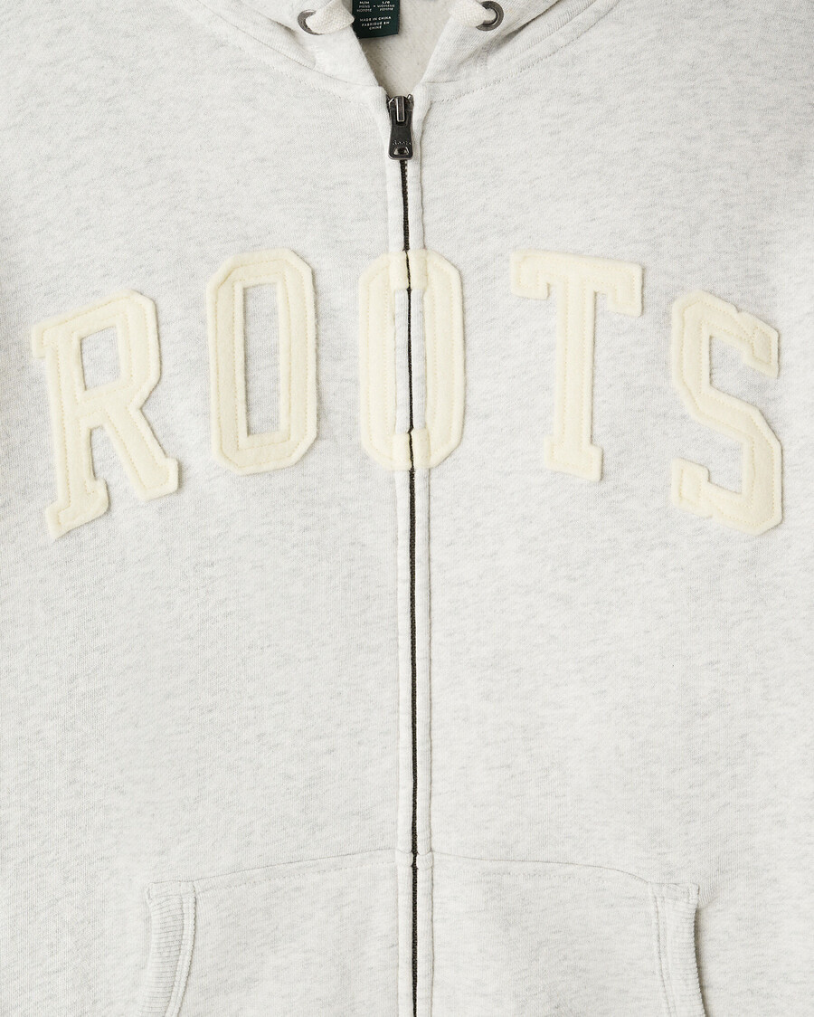 sudadera con capucha y cremallera completa con apliques roots