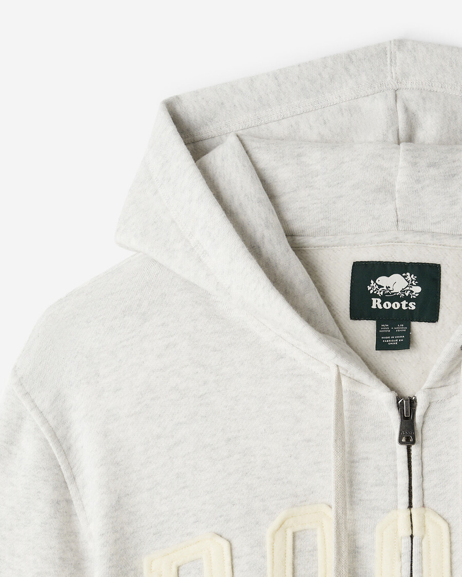 sudadera con capucha y cremallera completa con apliques roots