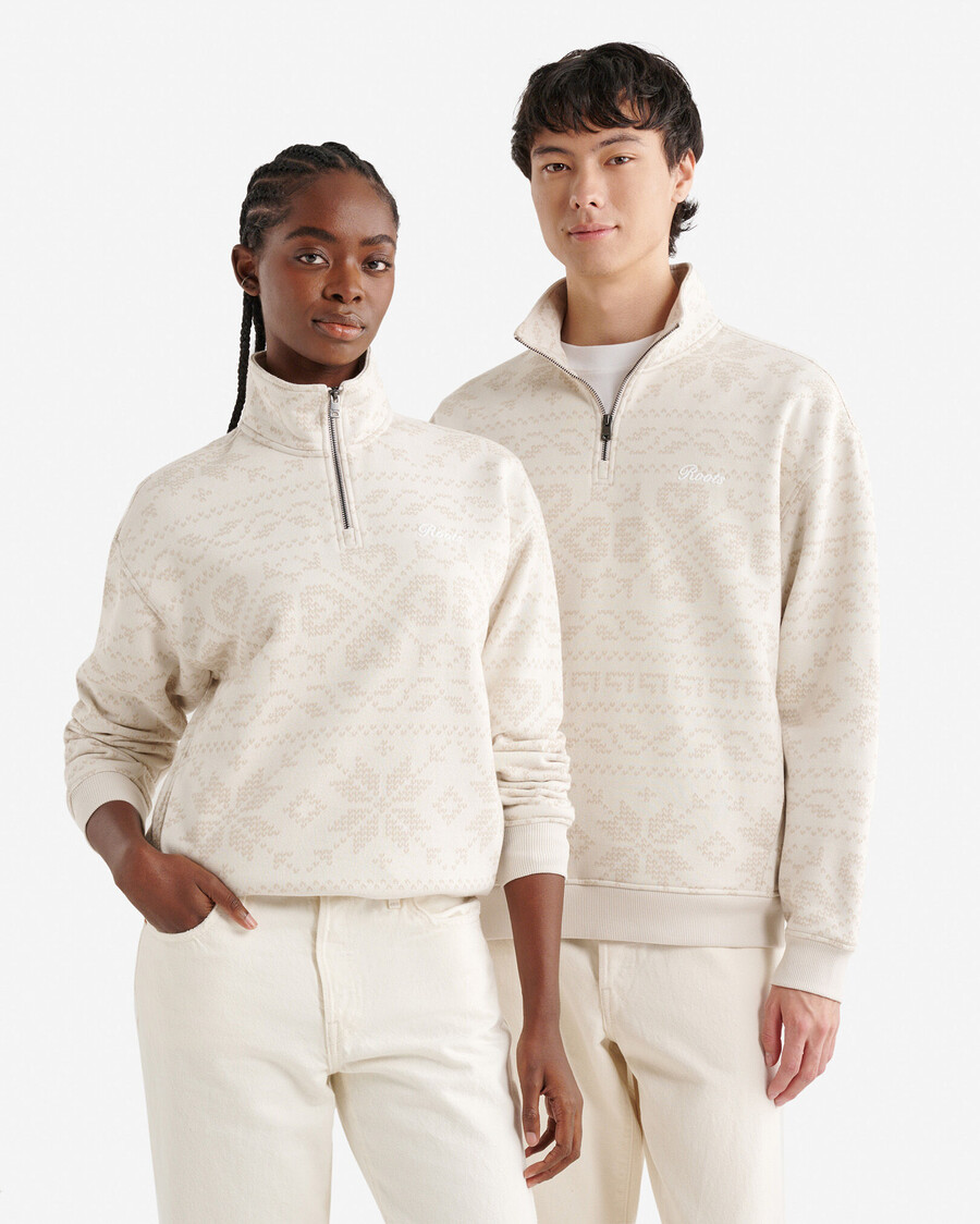chaqueta roots fair isle con media cremallera