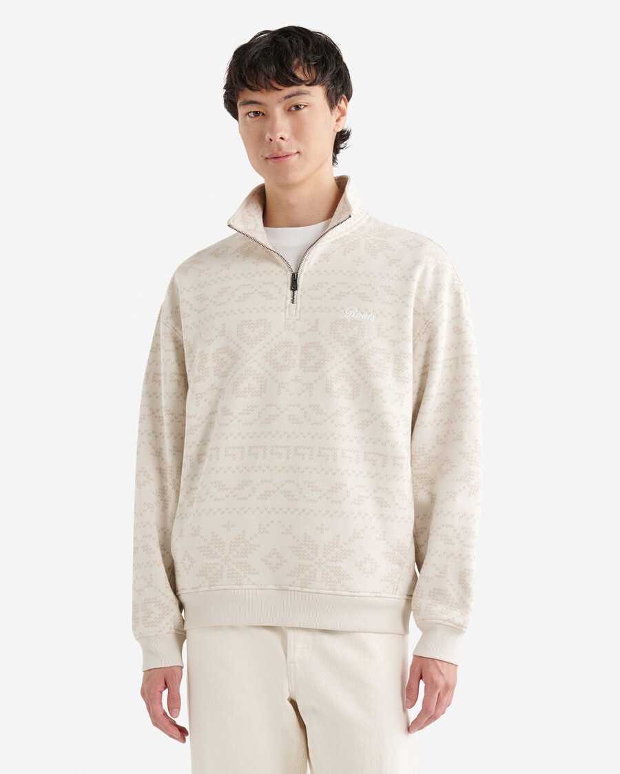 chaqueta roots fair isle con media cremallera