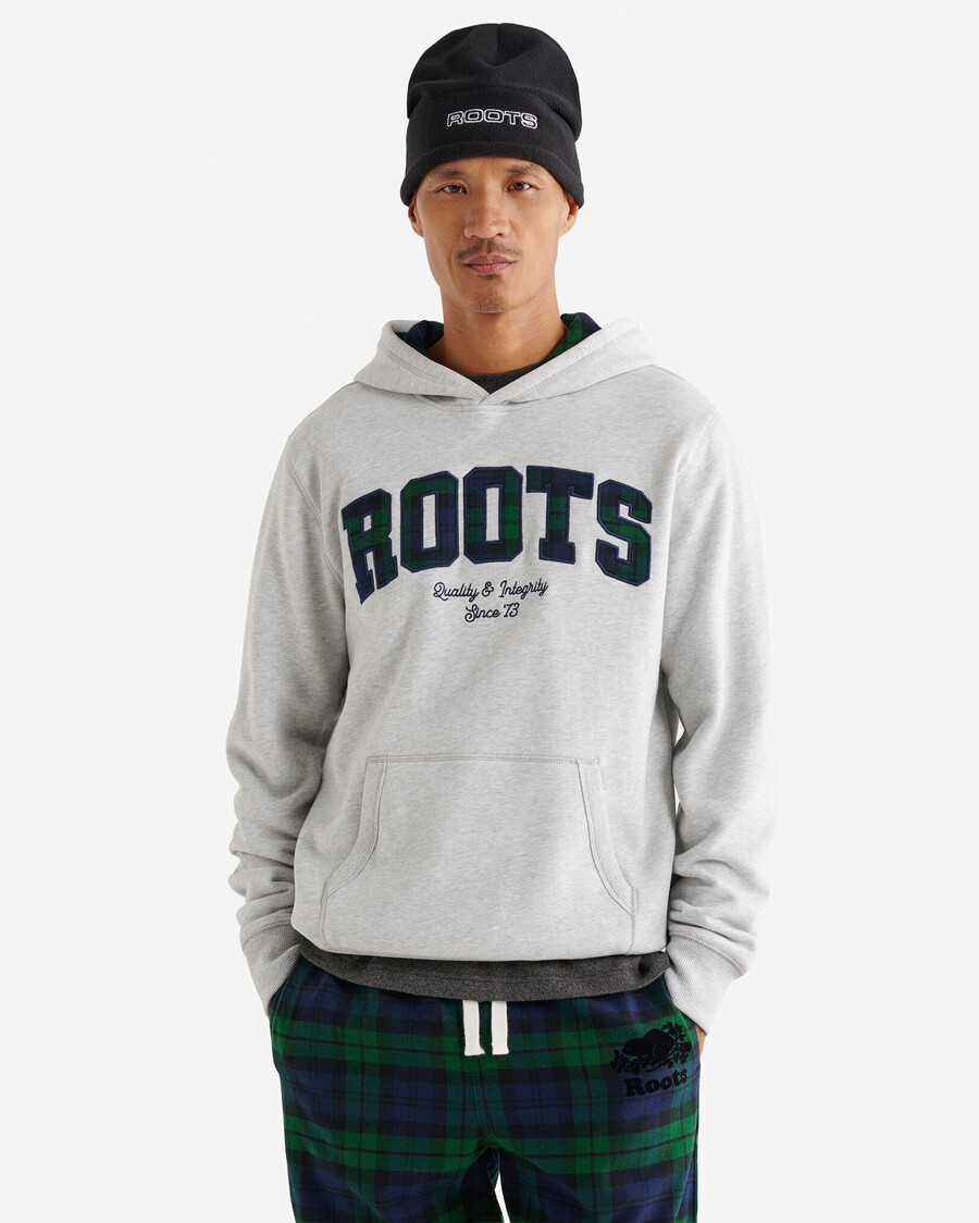 sudadera con capucha y apliques de cuadros