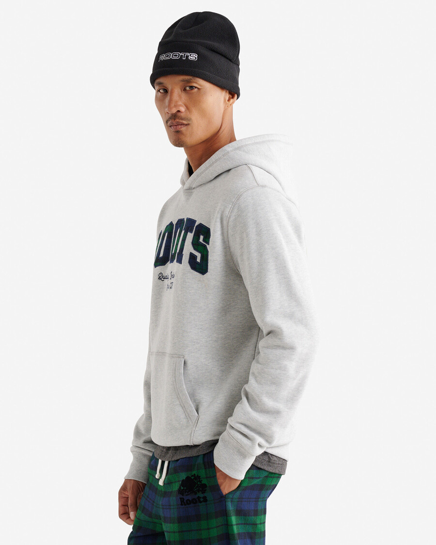 sudadera con capucha y apliques de cuadros