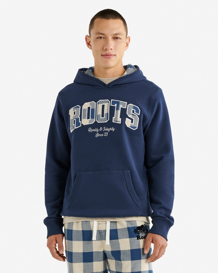 sudadera con capucha y apliques de cuadros