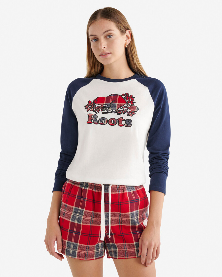 camiseta de manga larga a cuadros cooper para mujer