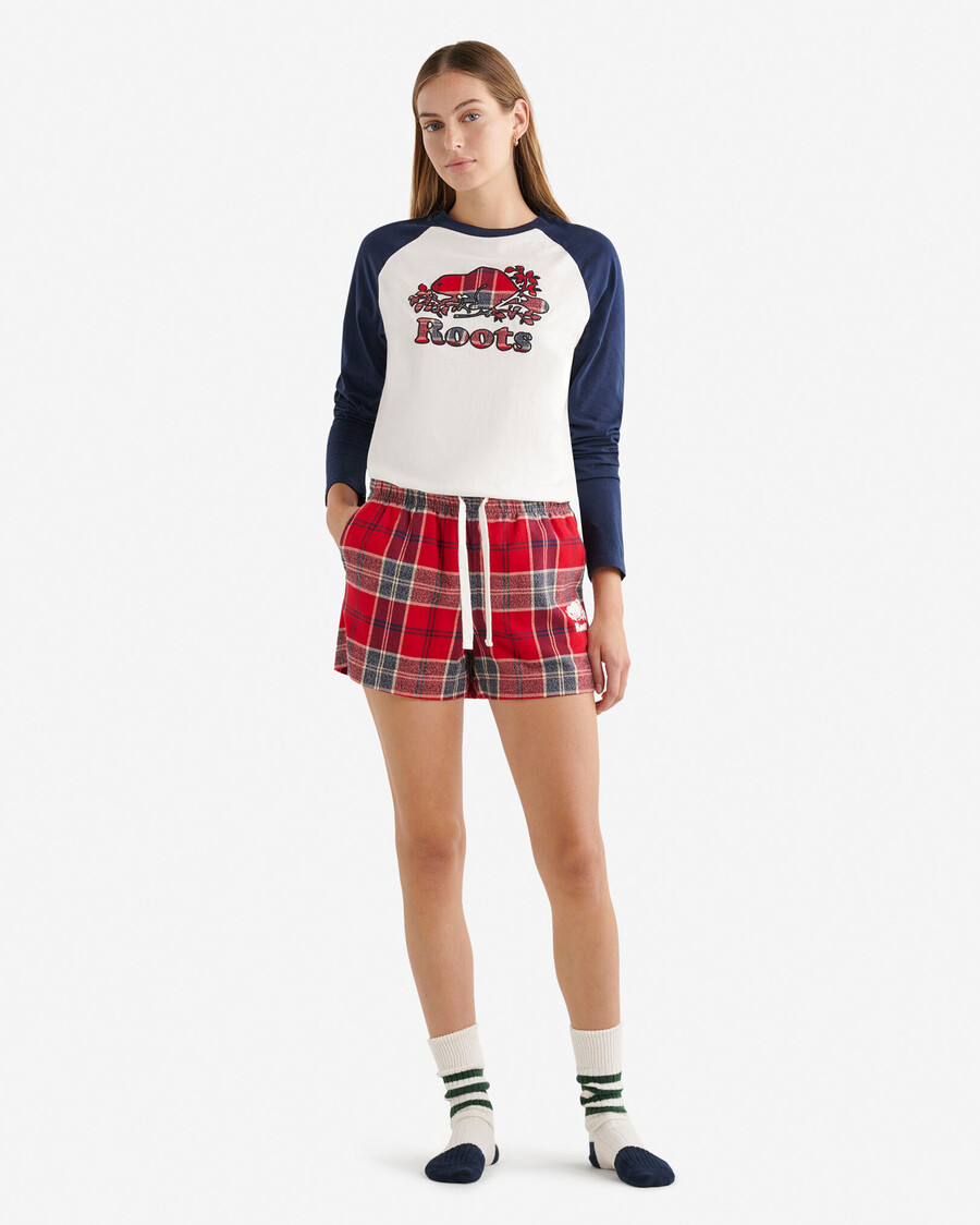 camiseta de manga larga a cuadros cooper para mujer