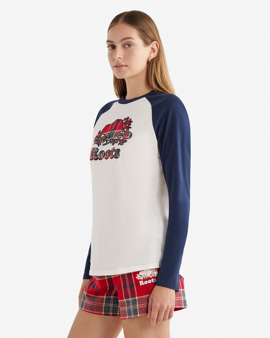 camiseta de manga larga a cuadros cooper para mujer